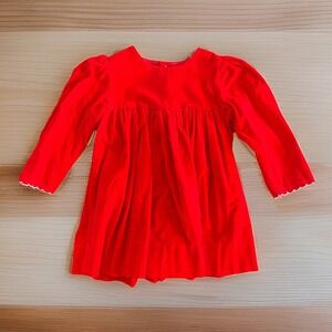 VTG 90s Baby Togs Girls Red Velvet Holiday Dress‎ Christmas With White Trim